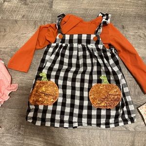Pumpkin jumper with orange shirt